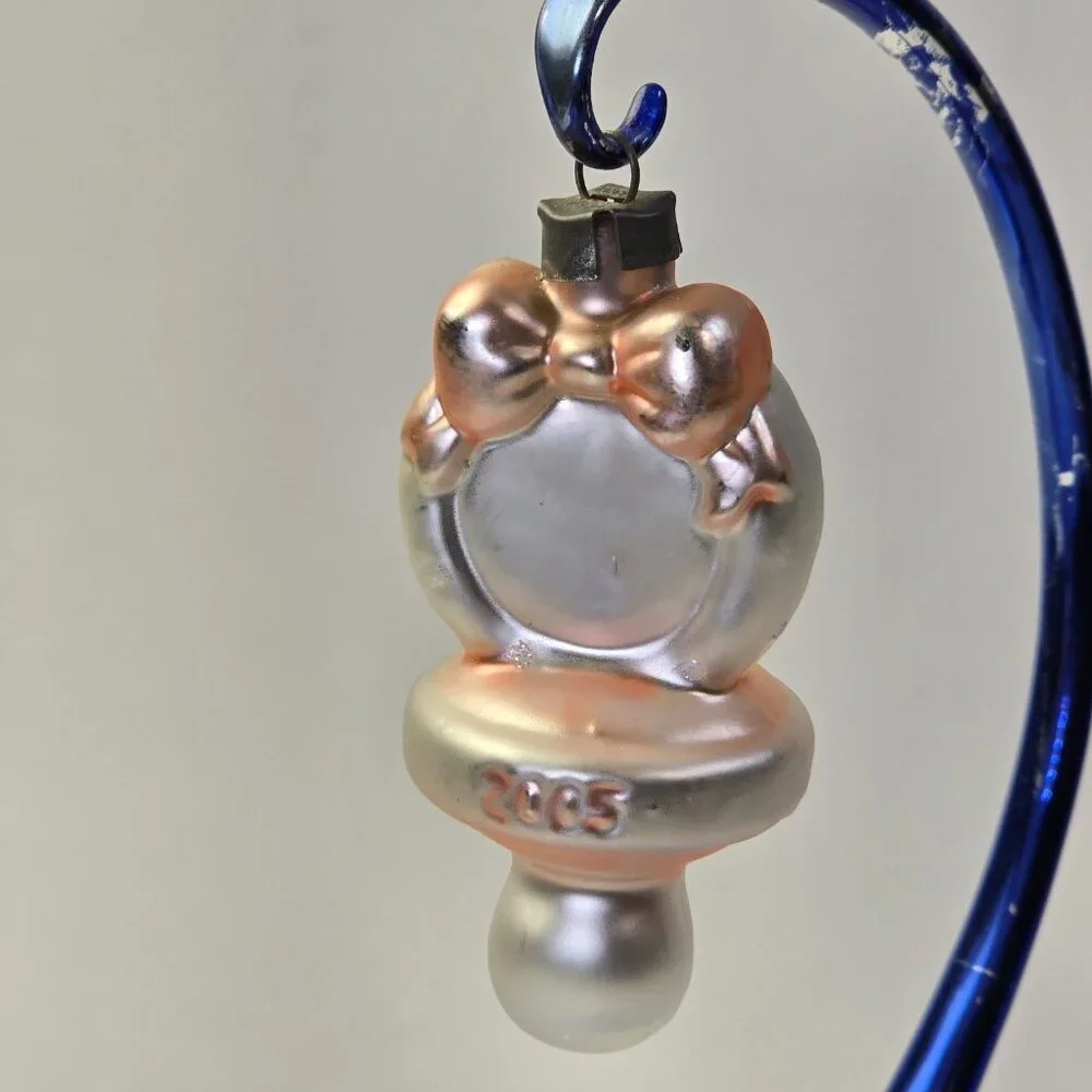 Vintage Ornament Baby Pacifier Blown Glass Pink Target Christmas West Germany